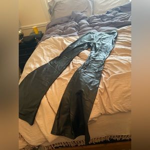 Leather flare pants